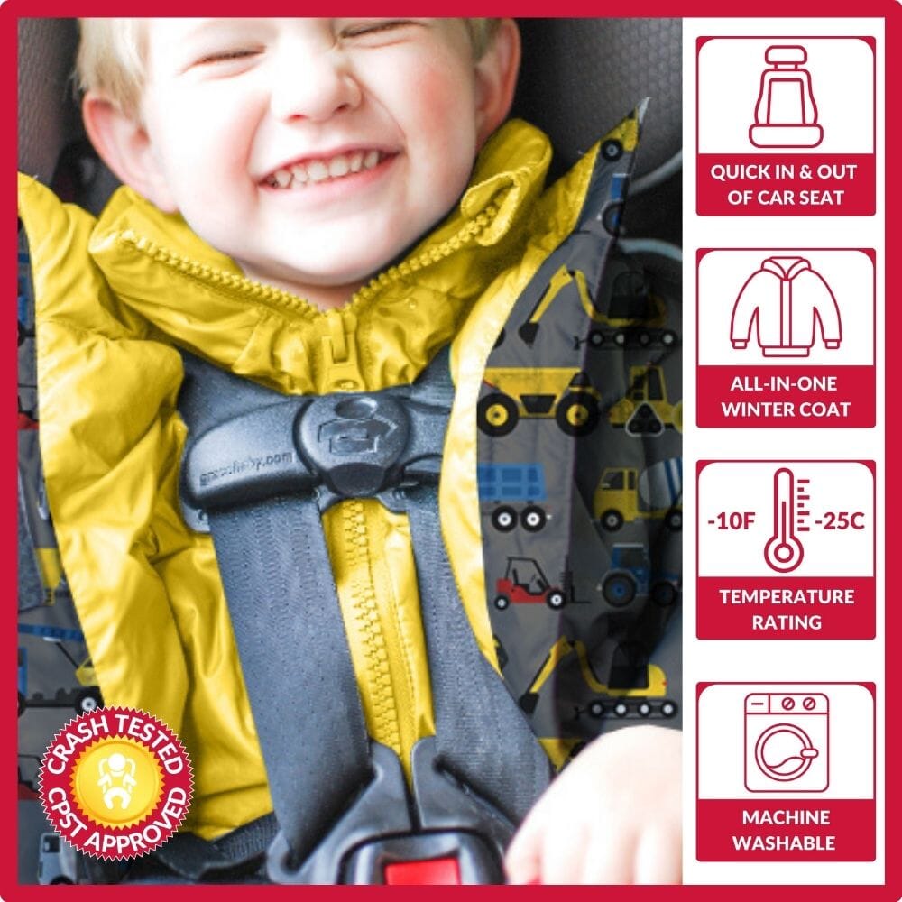 Onekid Car Seat Coat | The Road Coat Vegan - Construction Print- Strolleria