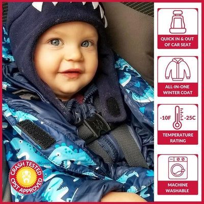 Onekid Car Seat Coat | The Road Coat Vegan - Navy Raptor Print