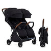 Black Silver Cross Jet Double Stroller - Side Profile with Compact Fold | Strolleria