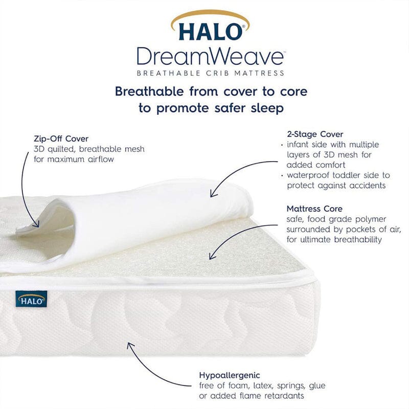 Halo DreamWeave Breathable Crib Mattress- Strolleria