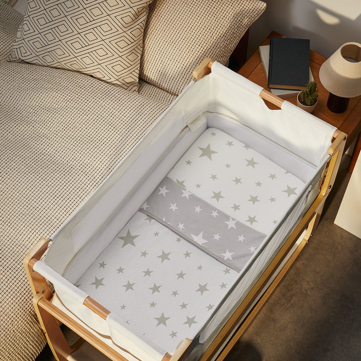 Snuz 3pc. Bassinet Bedding Set - Grey Star- Strolleria