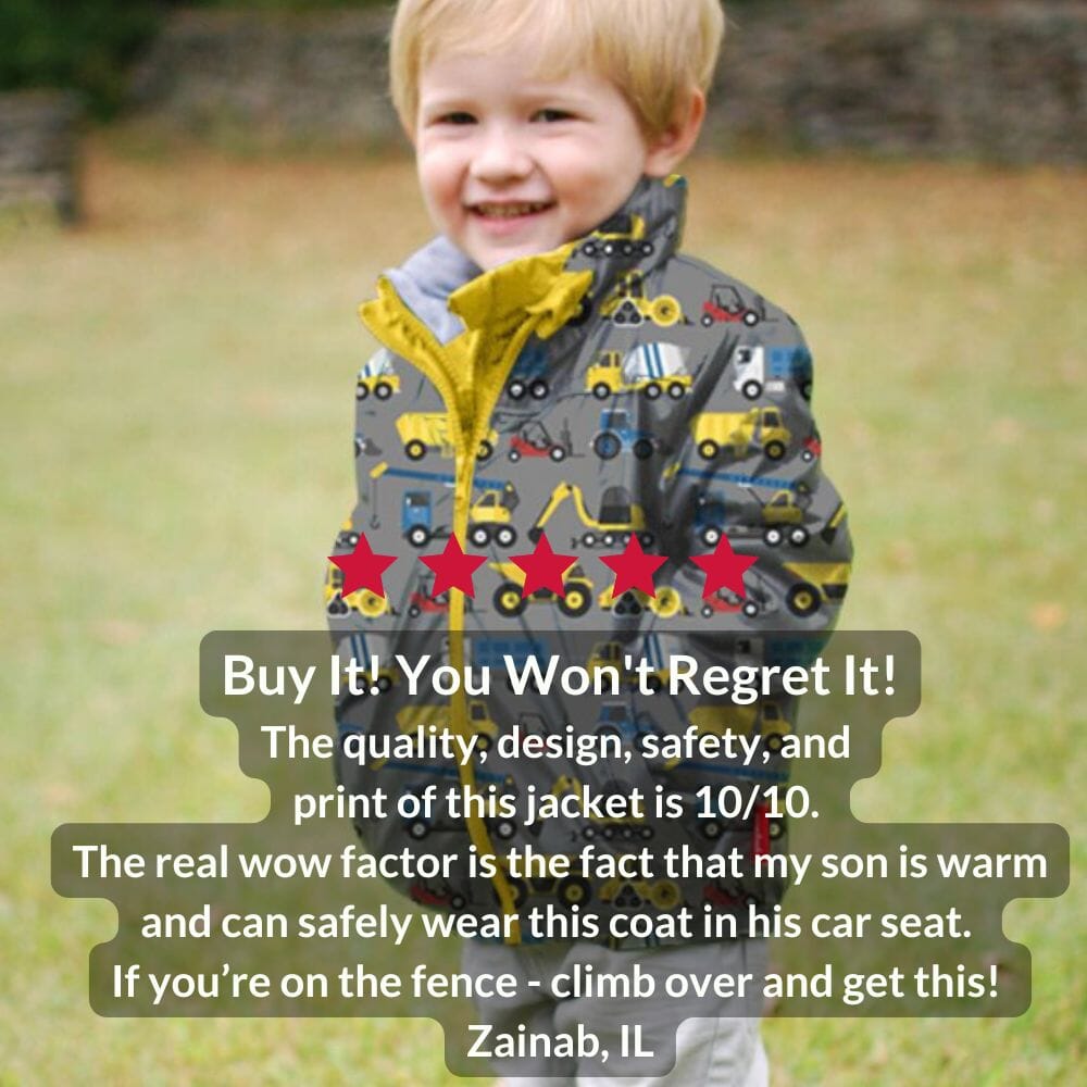 Onekid Car Seat Coat | The Road Coat Transition - Construction Print- Strolleria