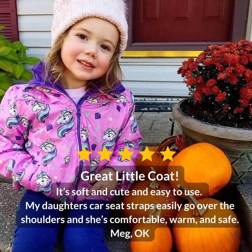 Onekid Car Seat Coat | The Road Coat Transition - Unicorn Print- Strolleria