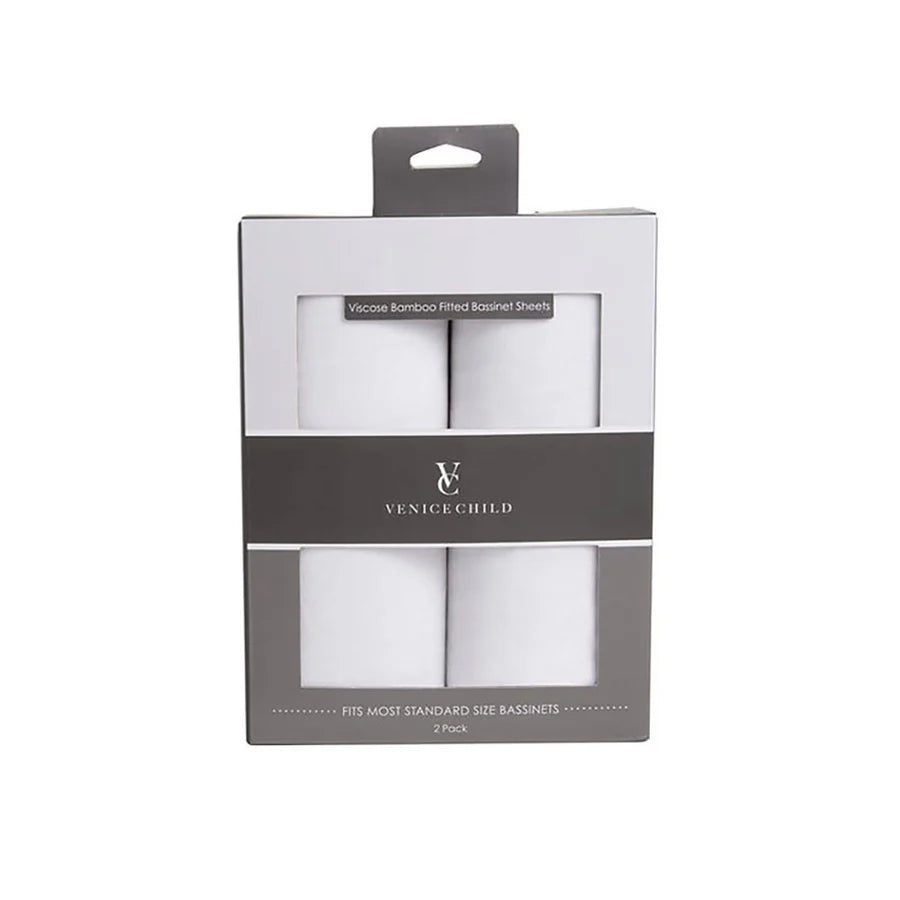 Venice Child Bamboo Bassinet Sheets - 2 pack in Off White- Strolleria