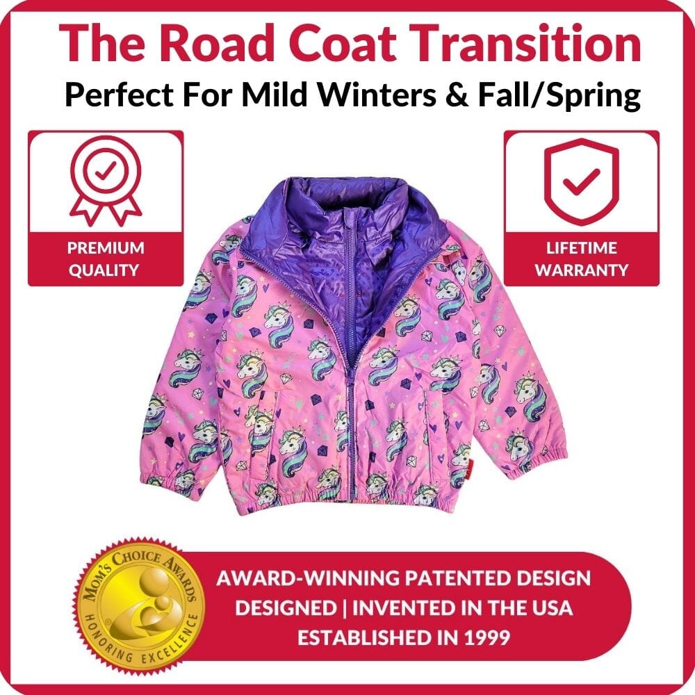 Onekid Car Seat Coat | The Road Coat Transition - Unicorn Print- Strolleria
