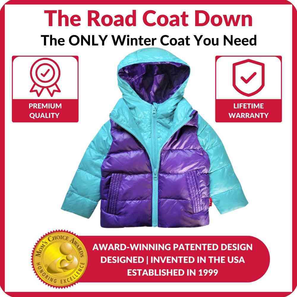 Onekid Car Seat Coat | The Road Coat Down - Aqua/Purple- Strolleria