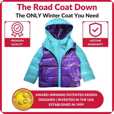 Onekid Car Seat Coat | The Road Coat Down - Aqua/Purple