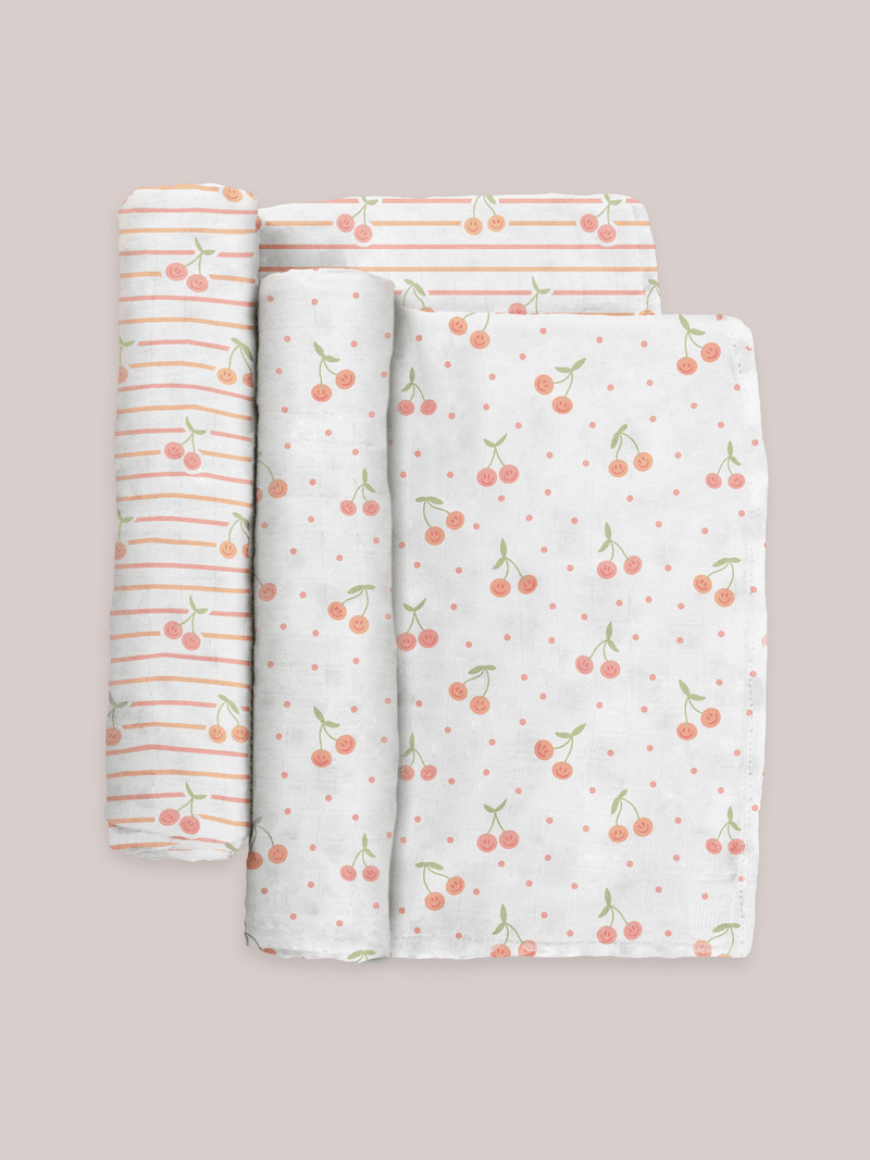 JuJuBe Swaddle Blanket Set - Cherry Cute by Doodle By Meg