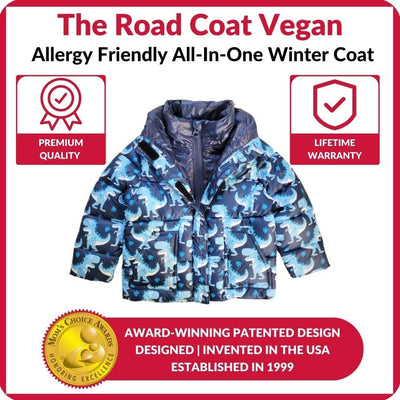 Onekid Car Seat Coat | The Road Coat Vegan - Navy Raptor Print