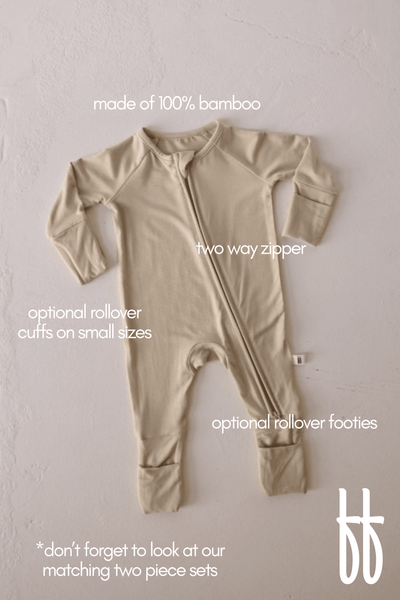 Forever French Baby - Bamboo Zip Pajamas | Limestone