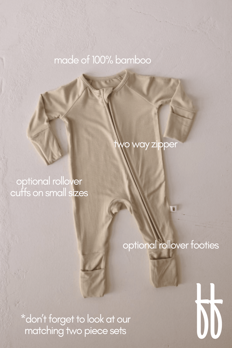 Forever French Baby - Bamboo Zip Pajamas | Limestone