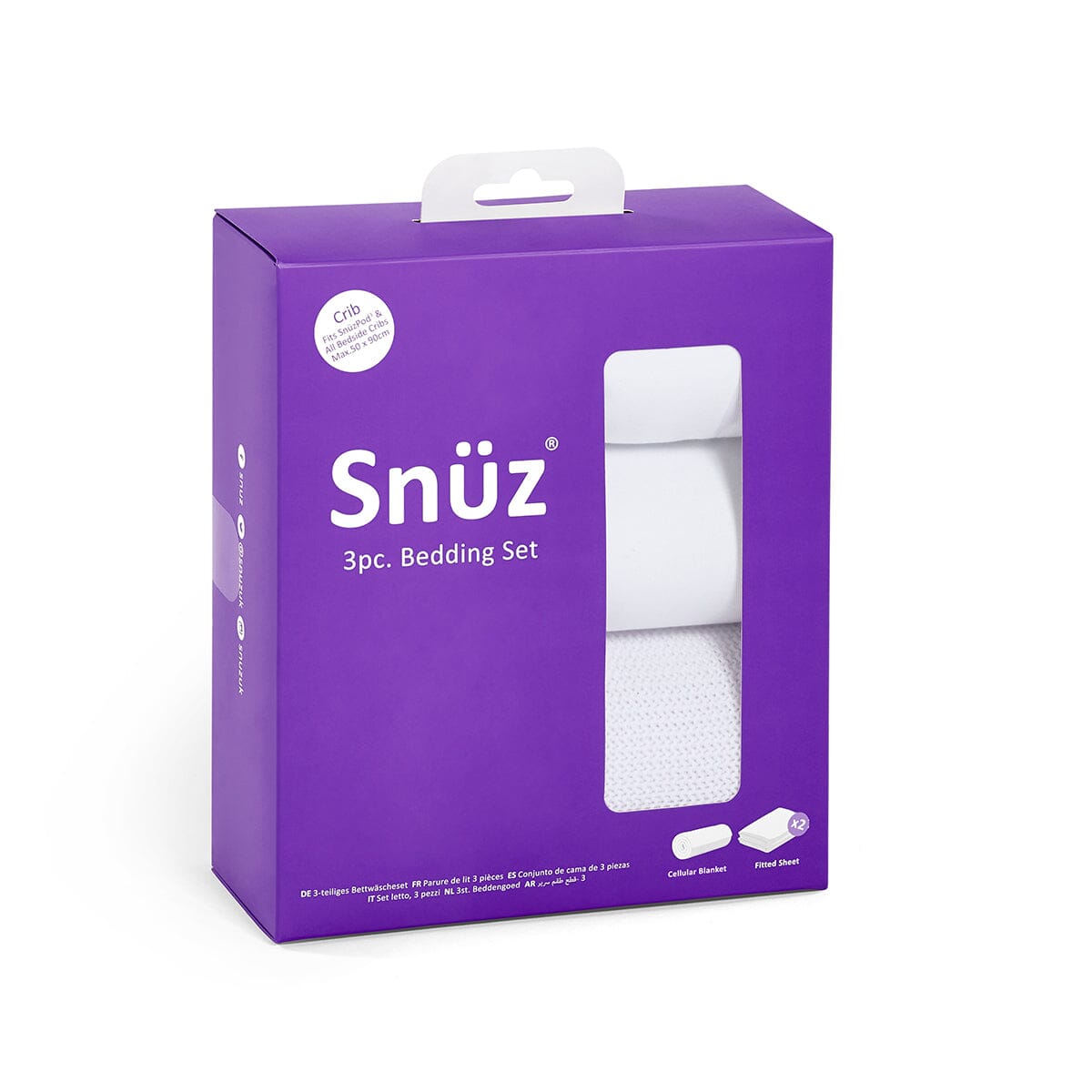 Snuz 3pc. Bassinet Bedding Set - White- Strolleria