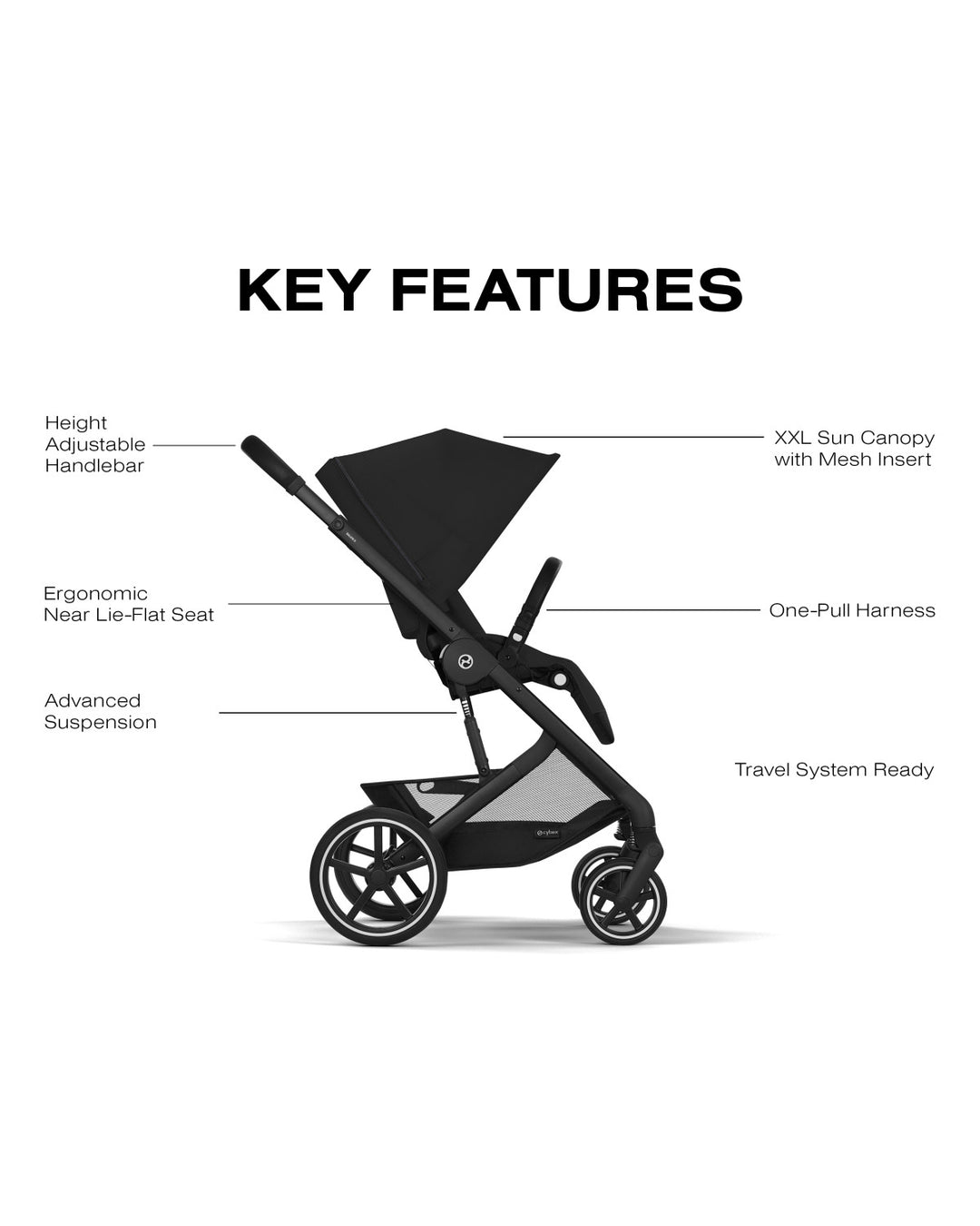 cybex infant car seat stroller Cybex Balios S Lux 2 Stroller-Black – idealbaby main image 1