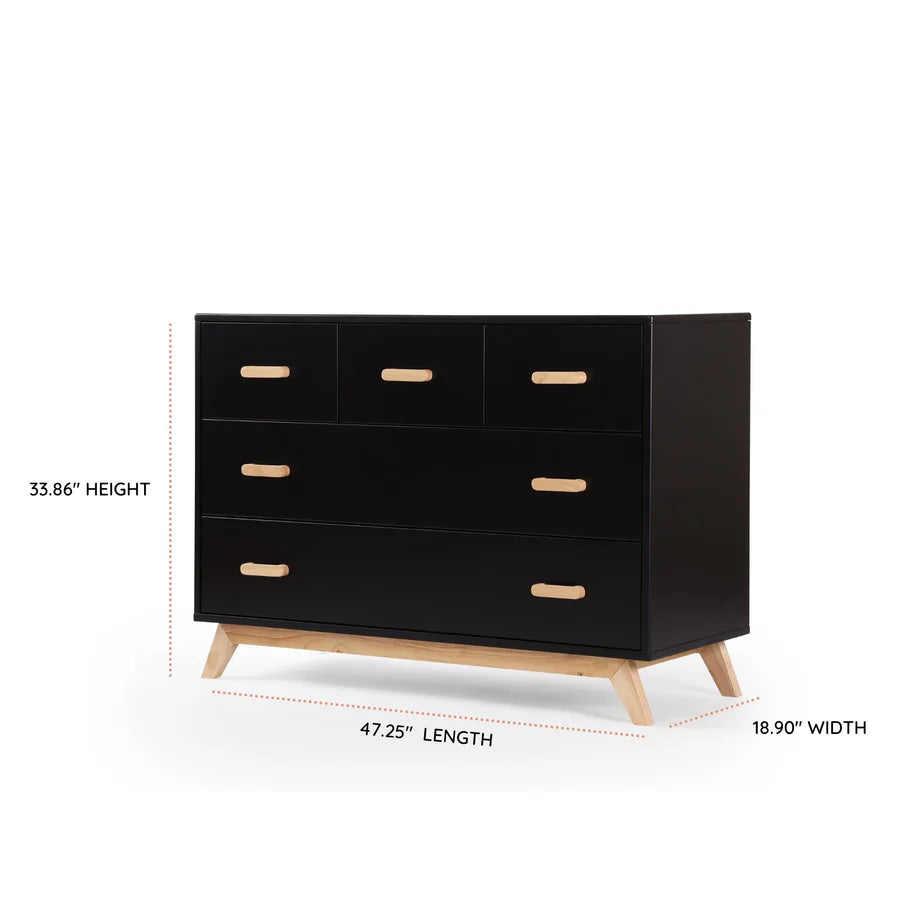 dadada Soho 5-Drawer Dresser in Black/Natural- Strolleria
