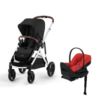 Cybex Gazelle S 2 and Cloud G Lux Travel System - Moon Black / Hibiscus Red