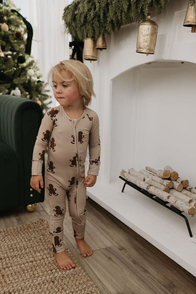 Forever French Baby - Bamboo Zip Pajamas | Gingerbread