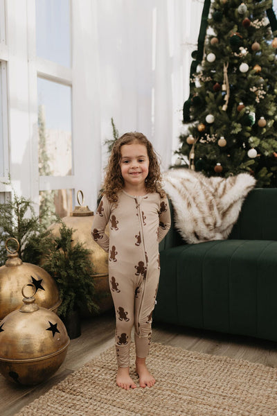 Forever French Baby - Bamboo Zip Pajamas | Gingerbread