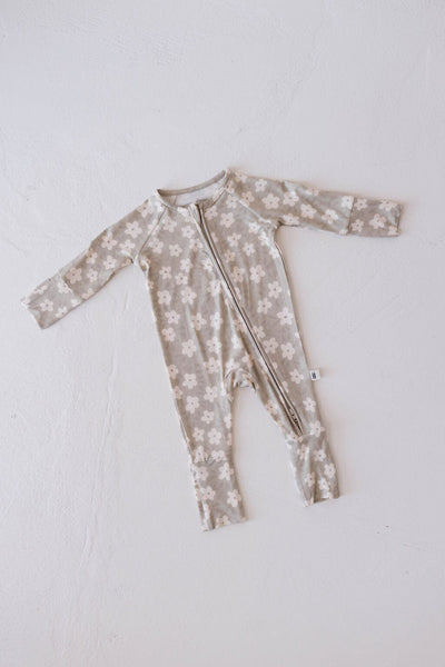 Forever French Baby - Bamboo Zip Pajamas | French Gray Floral