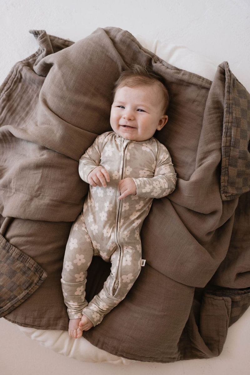 Forever French Baby - Bamboo Zip Pajamas | French Gray Floral