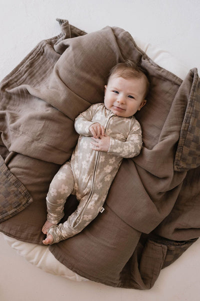 Forever French Baby - Bamboo Zip Pajamas | French Gray Floral