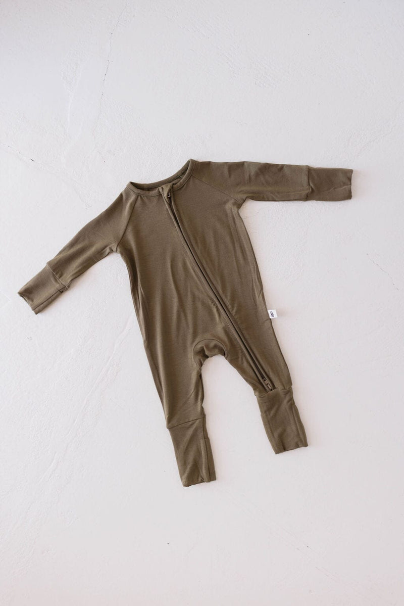 Forever French Baby - Bamboo Zip Pajamas | Olive Green | ff club