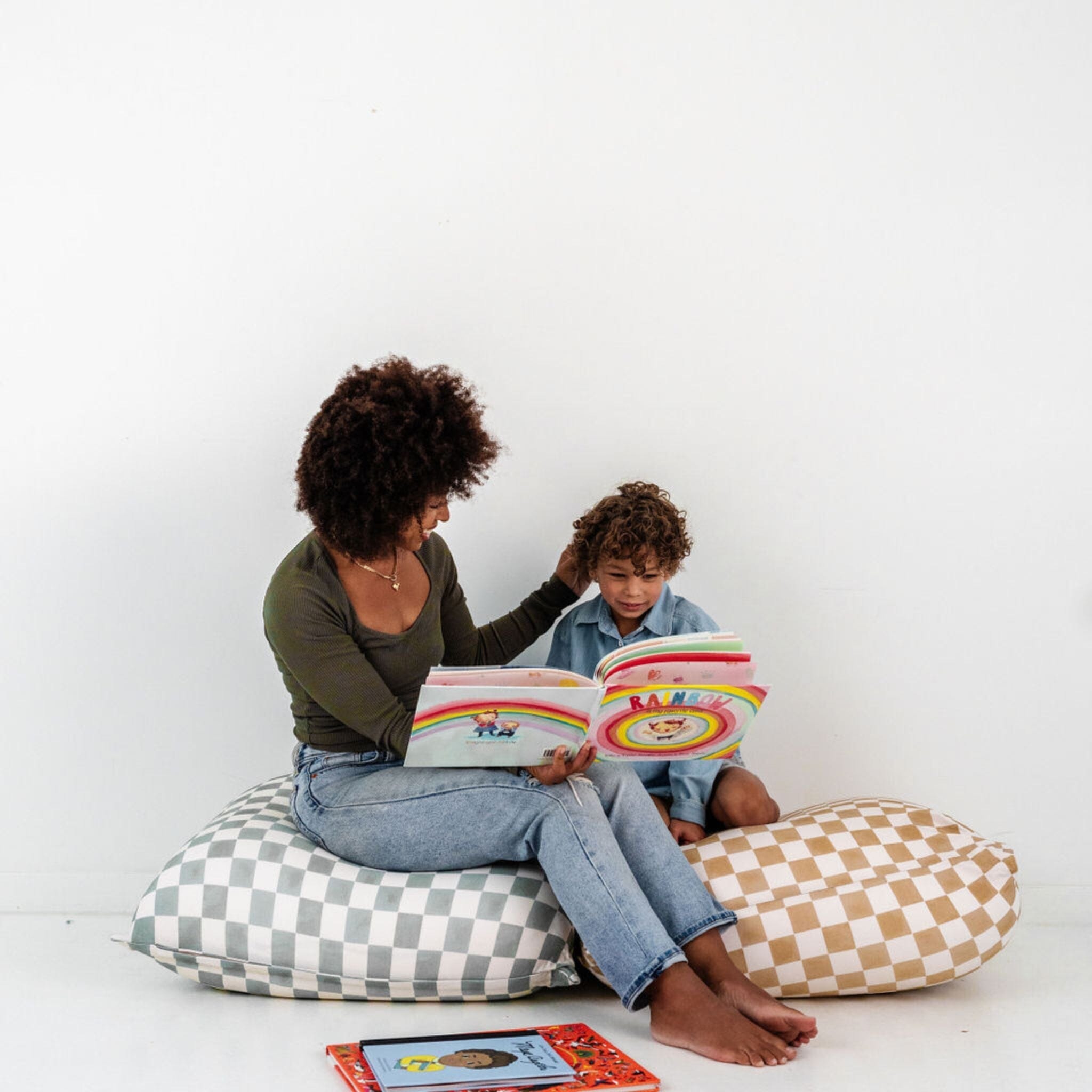 Toki Kids Checker Toffee Bean Bag- Strolleria
