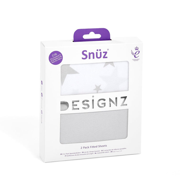 Snuz Twin Pack Bassinet Sheets - Gray Star