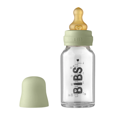 BIBS Baby Glass Bottle Complete Set in Sage.
