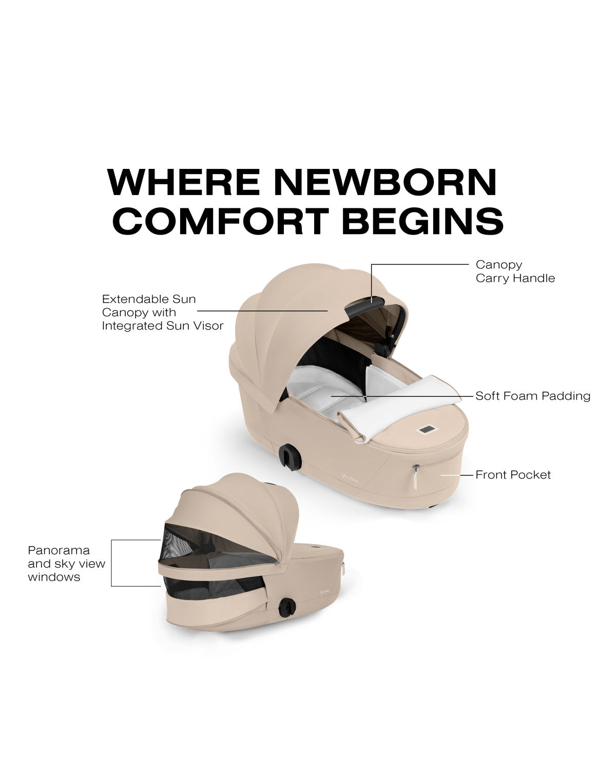 CYBEX PRIAM Fold Lux Carry Cot - Comfort Collection- Strolleria