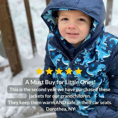 Onekid Car Seat Coat | The Road Coat Down - Navy Raptor Print