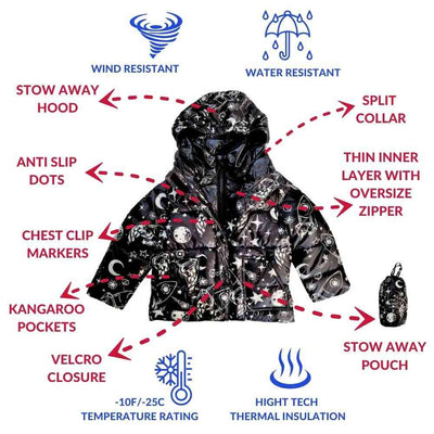 Onekid Car Seat Coat | The Road Coat Vegan - Rocketship Print