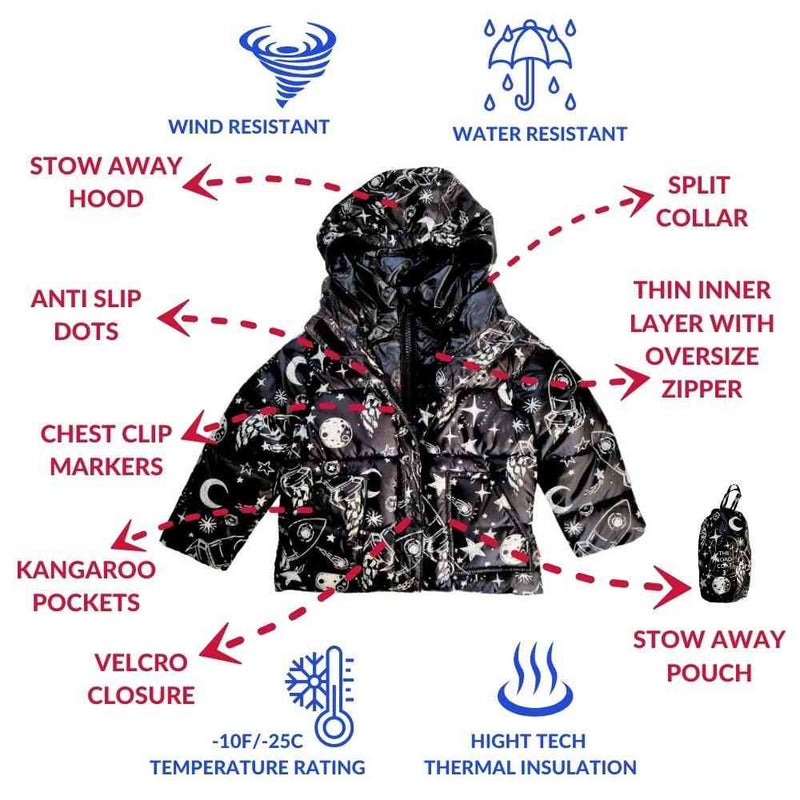 Onekid Car Seat Coat | The Road Coat Vegan - Rocketship Print