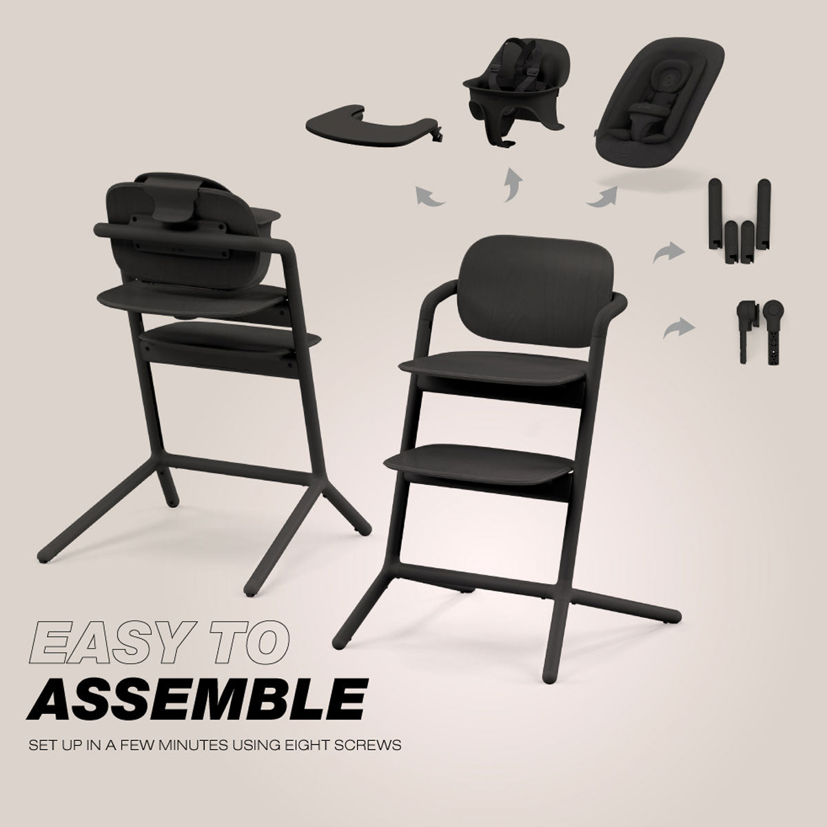 CYBEX LEMO 2 High Chair 4-in-1 Set - Stunning Black- Strolleria