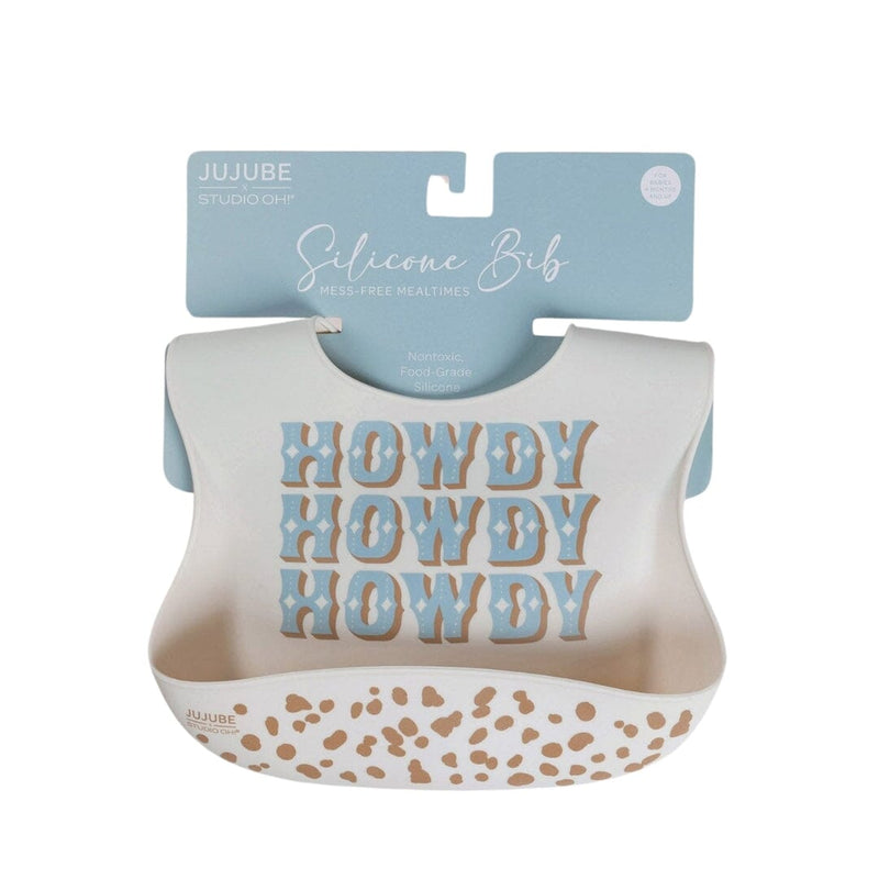 JuJuBe Silicone Bib - Howdy Partner Blue by Caroline Alfreds