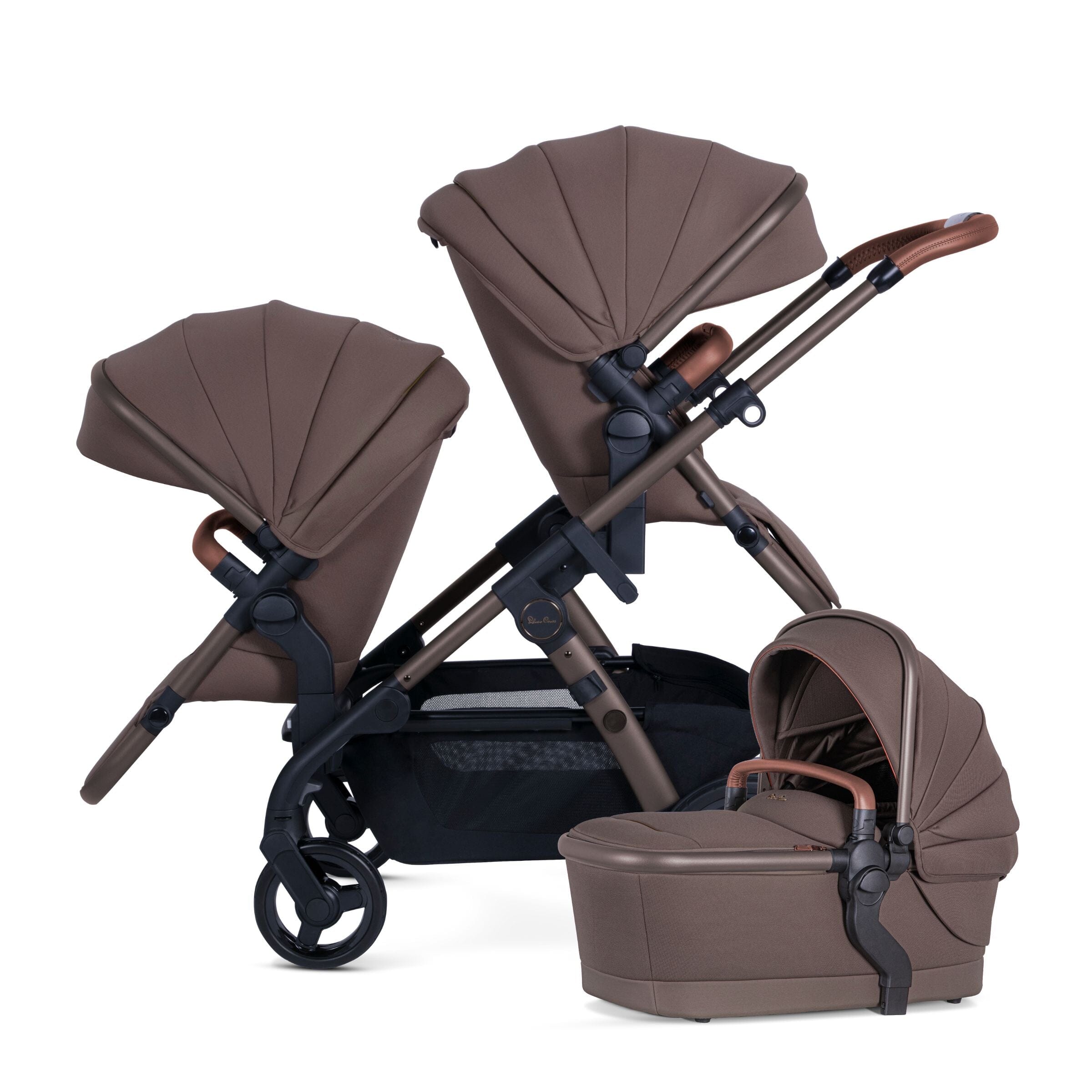 double carriage stroller Silver Cross Wave 3 Single to Double Stroller Caramel