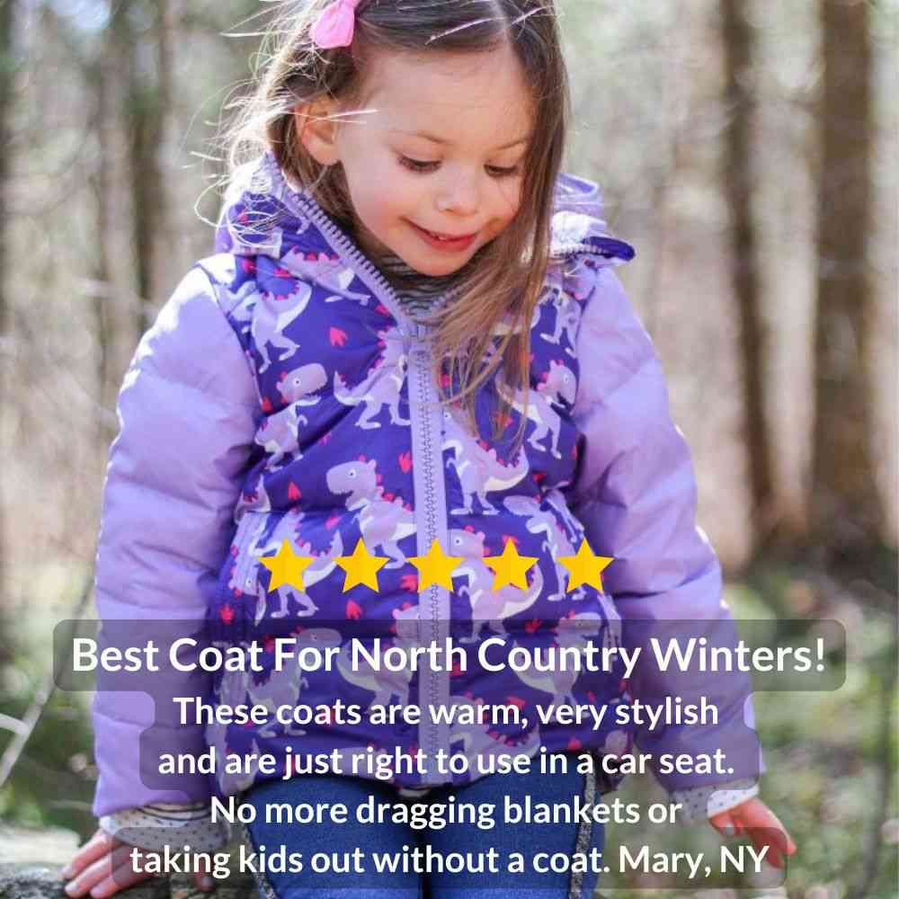 Onekid Car Seat Coat | The Road Coat Down - Purple Raptor Print- Strolleria
