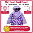 Onekid Car Seat Coat | The Road Coat Down - Purple Raptor Print - Bambi Baby