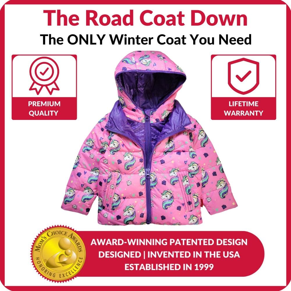 Onekid Car Seat Coat | The Road Coat Down - Unicorn Print- Strolleria