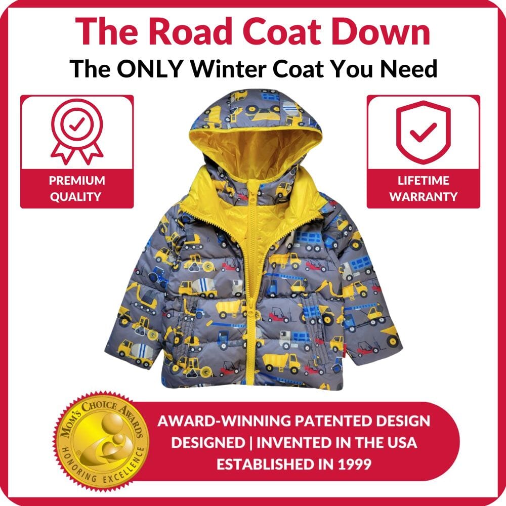 Onekid Car Seat Coat | The Road Coat Down - Construction Print- Strolleria