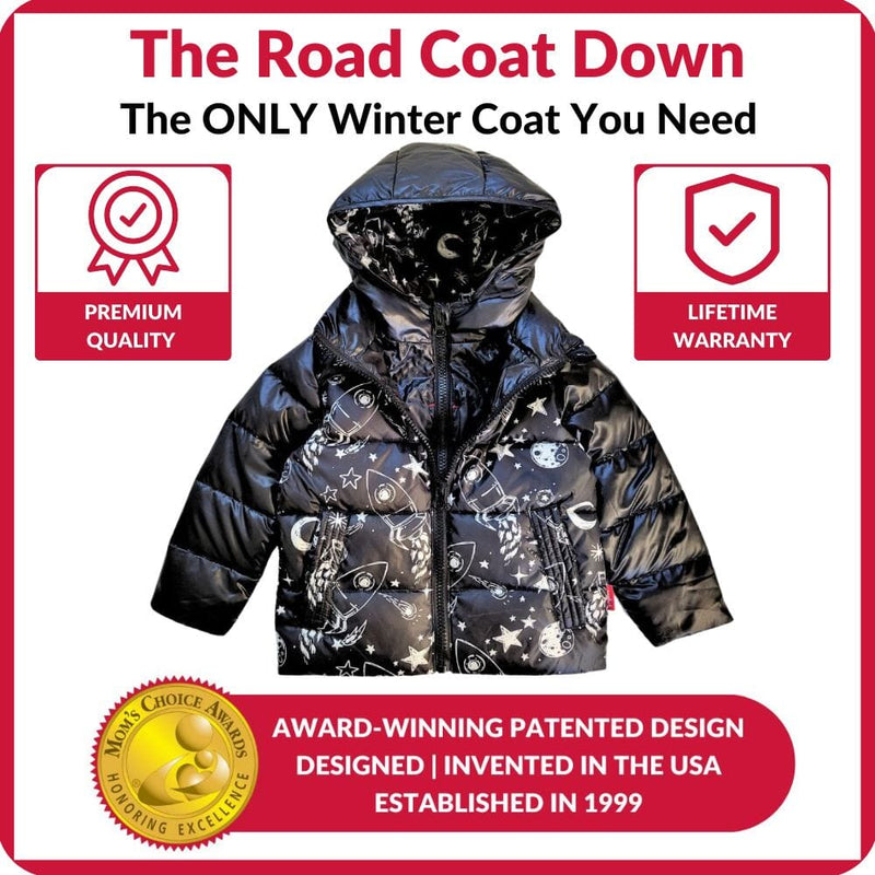 Onekid Car Seat Coat | The Road Coat Down - Rocketship Print