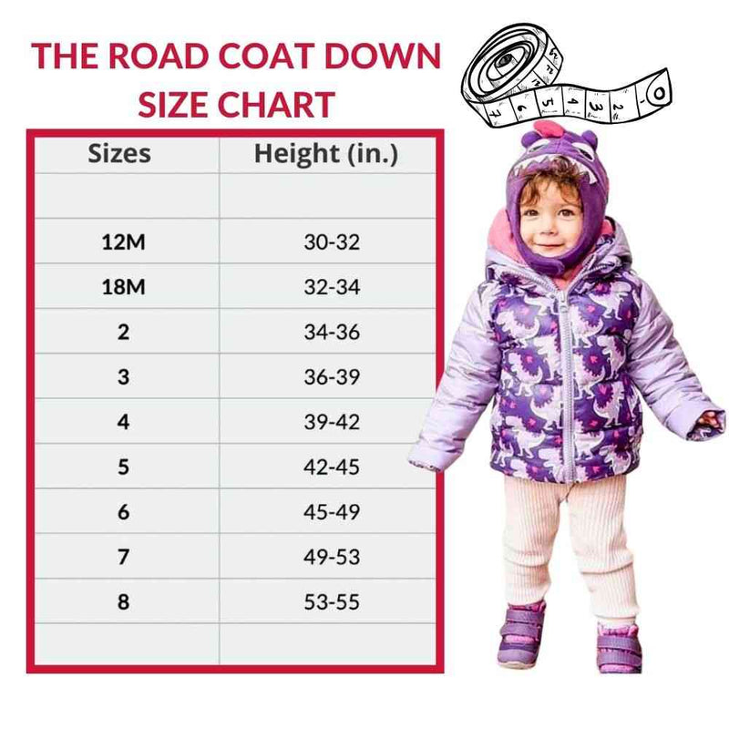 Onekid Car Seat Coat | The Road Coat Down - Purple Raptor Print