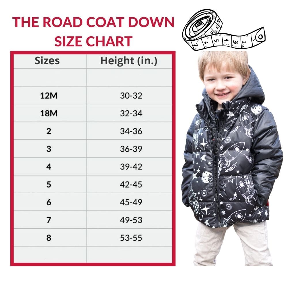 Onekid Car Seat Coat | The Road Coat Down - Rocketship Print- Strolleria