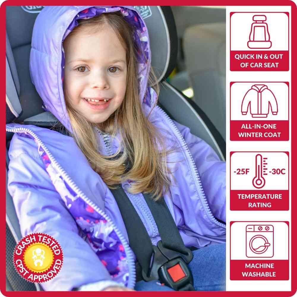 Onekid Car Seat Coat | The Road Coat Down - Purple Raptor Print- Strolleria