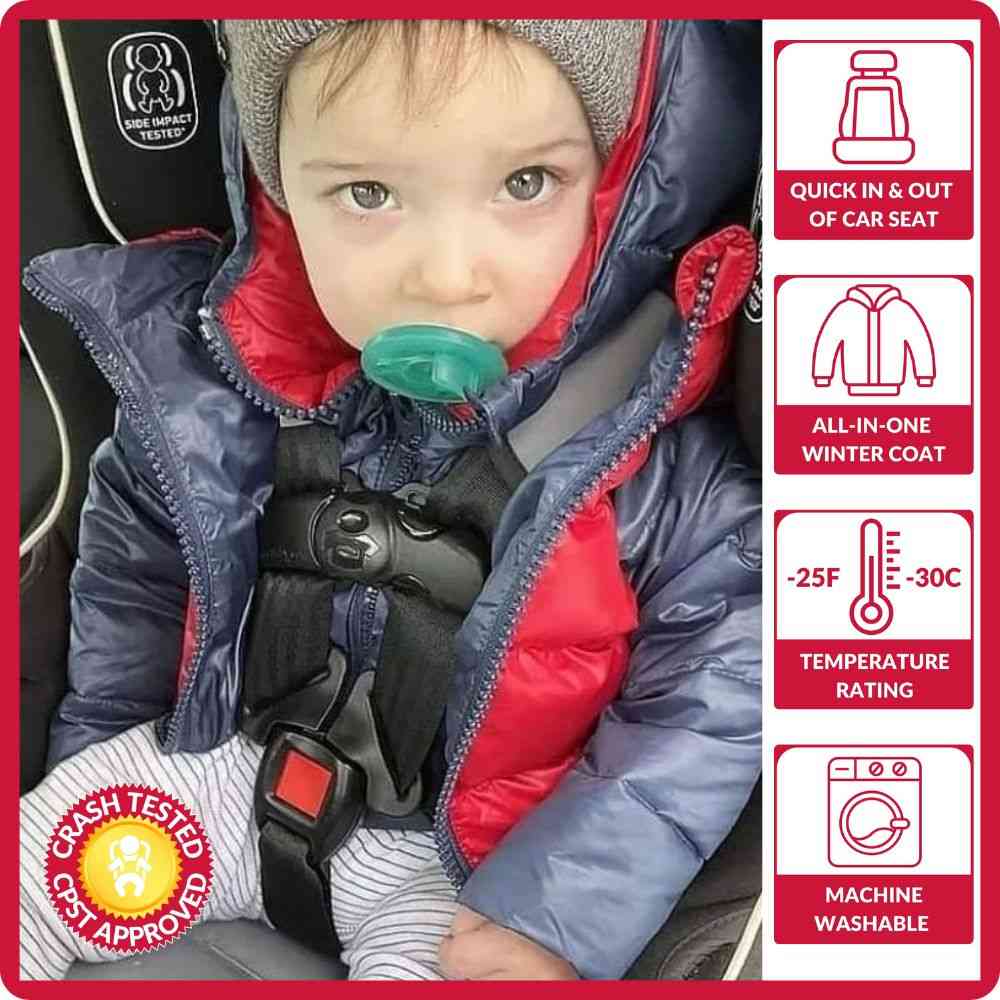 Onekid Car Seat Coat | The Road Coat Down - Navy/Red- Strolleria