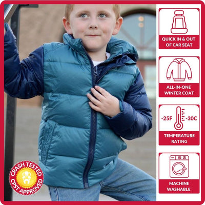 Onekid Car Seat Coat | The Road Coat Down - Navy/Teal
