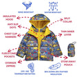 Onekid Car Seat Coat | The Road Coat Down - Construction Print - Bambi Baby