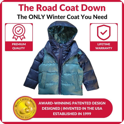 Onekid Car Seat Coat | The Road Coat Down - Navy/Teal