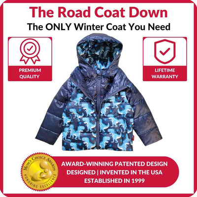 Onekid Car Seat Coat | The Road Coat Down - Navy Raptor Print