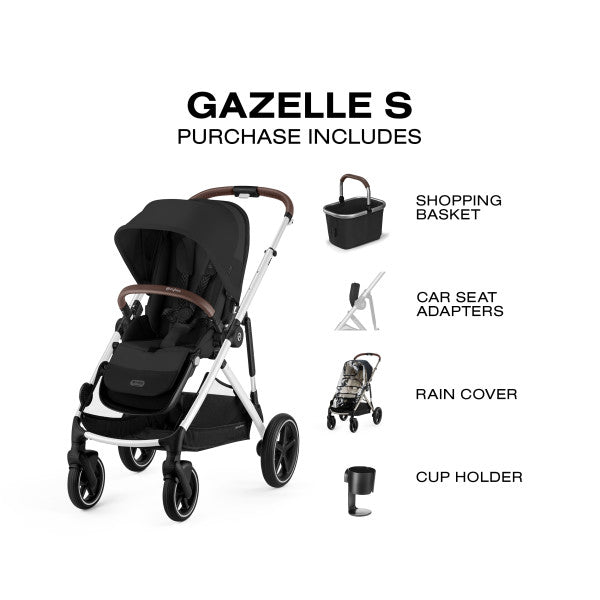 Cybex Gazelle S Stroller Moon Black/Silver Frame