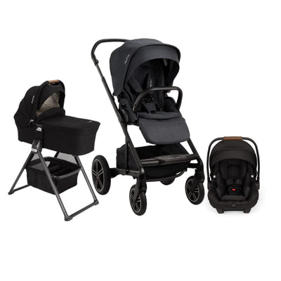 Nuna MIXX Next Bundle - Stroller, Bassinet and PIPA Aire RX Infant Car Seat - Caviar / Ocean / Caviar